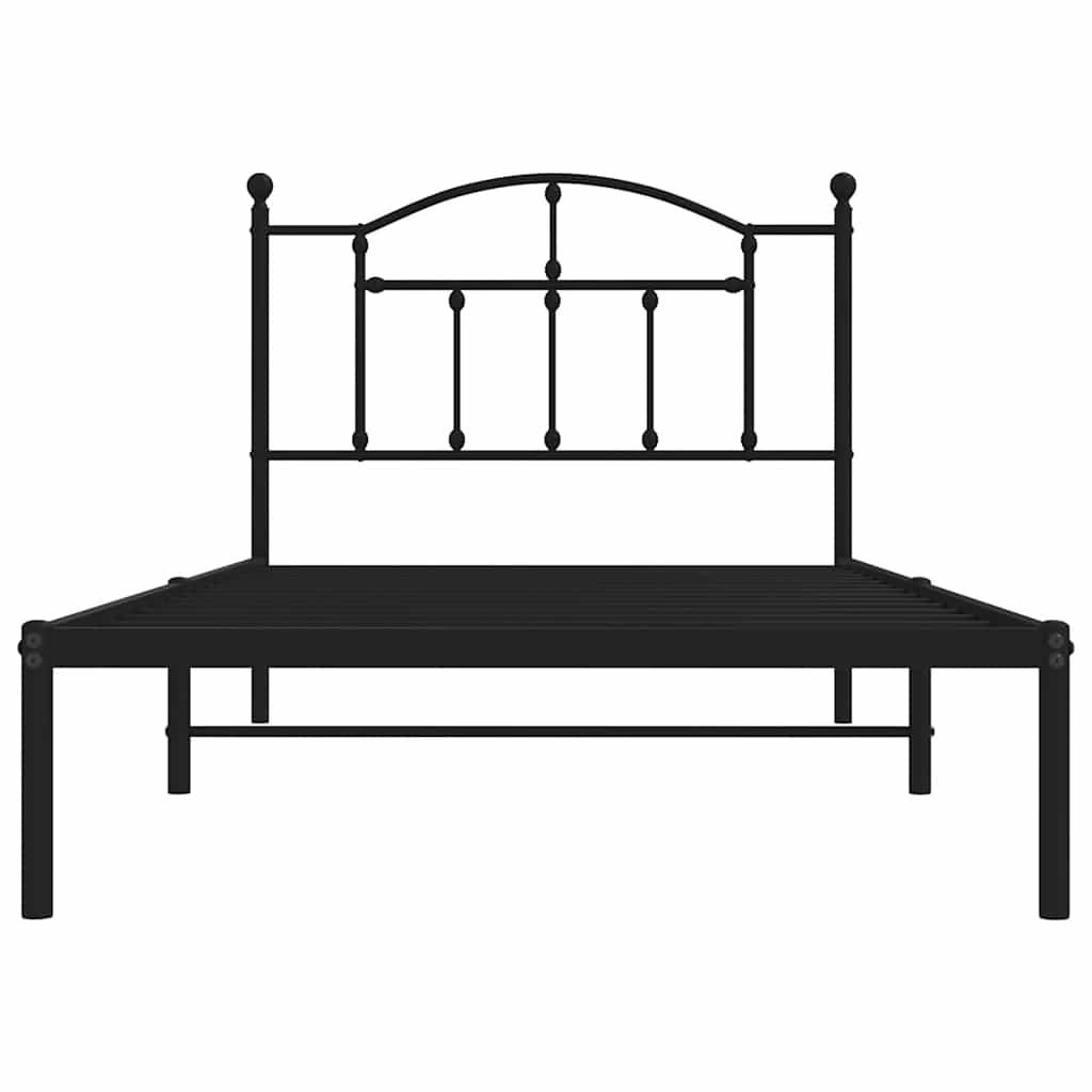 sengeramme med sengegavl 100x190 cm metal sort