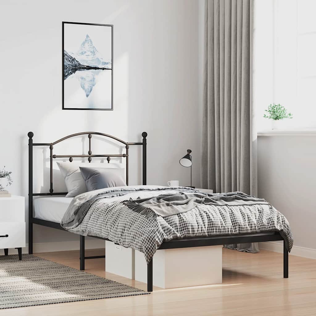 sengeramme med sengegavl 100x190 cm metal sort