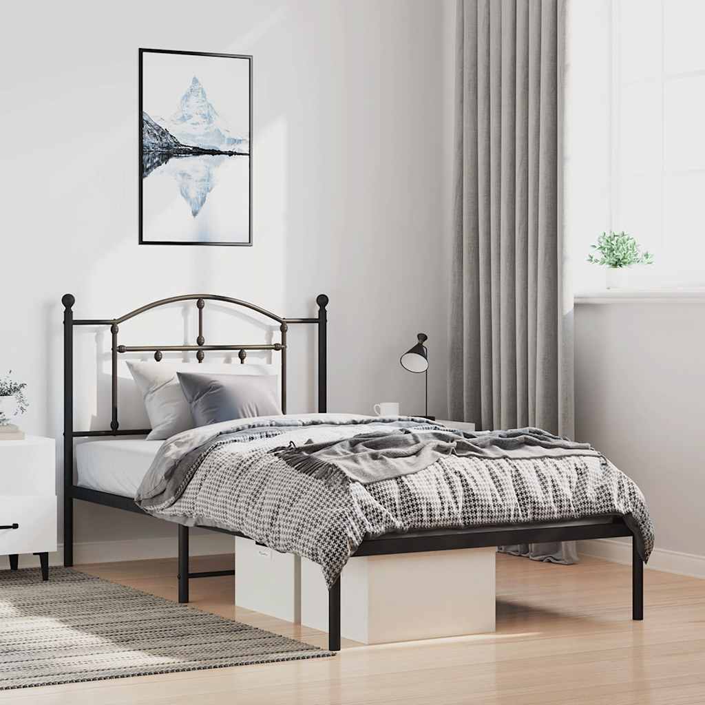 sengeramme med sengegavl 100x200 cm metal sort