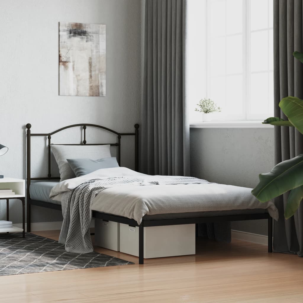 sengeramme med sengegavl 107x203 cm metal sort