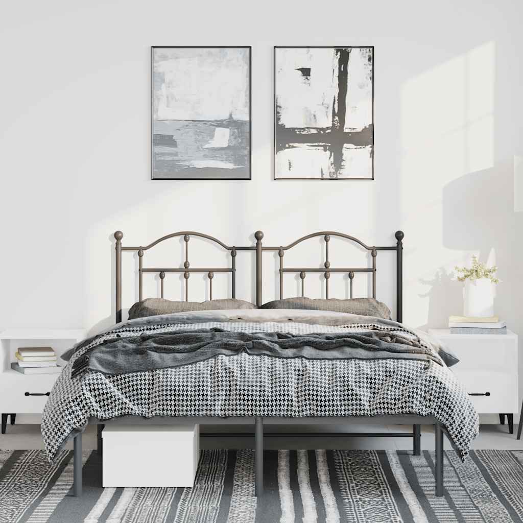 sengeramme med sengegavl 135x190 cm metal sort