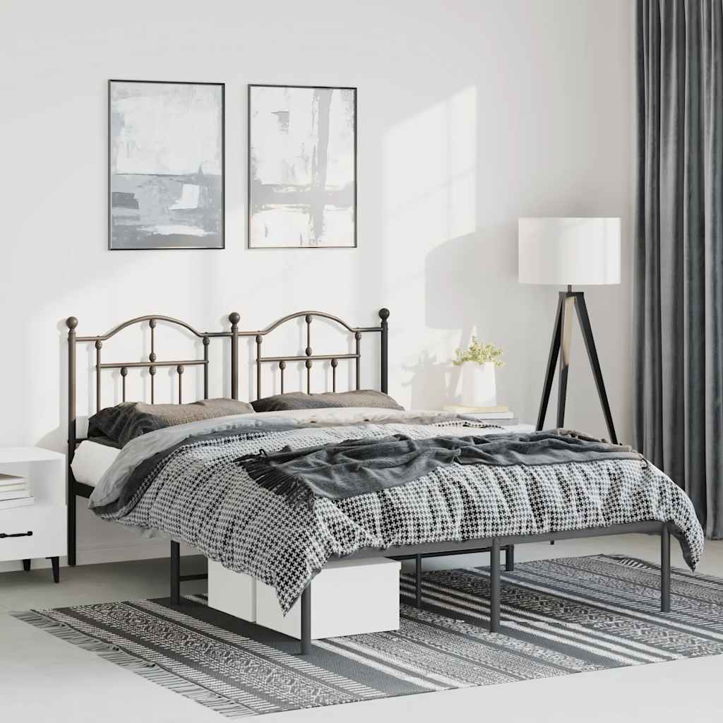 sengeramme med sengegavl 135x190 cm metal sort