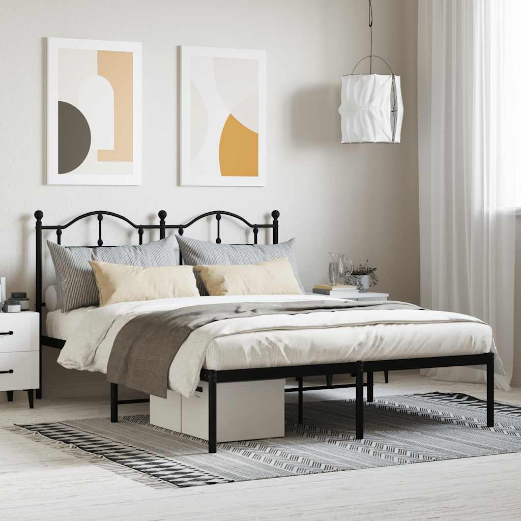 sengeramme med sengegavl 140x190 cm metal sort