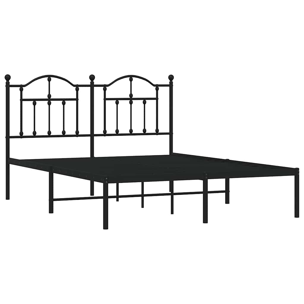 sengeramme med sengegavl 140x200 cm metal sort