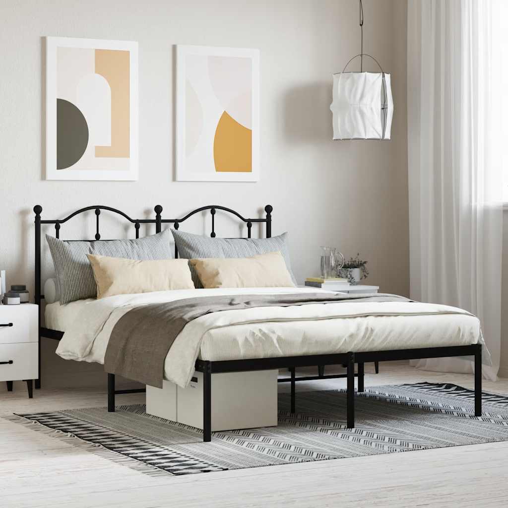 sengeramme med sengegavl 140x200 cm metal sort