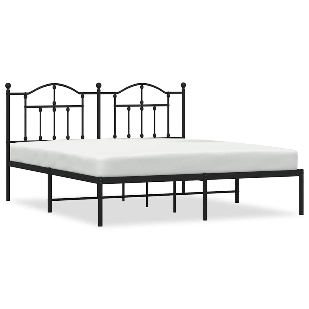sengeramme med sengegavl 160x200 cm metal sort