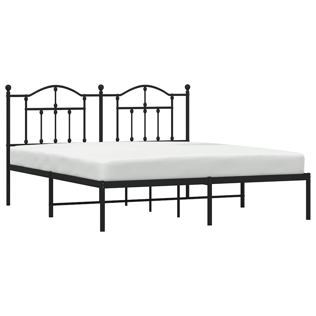 sengeramme med sengegavl 160x200 cm metal sort