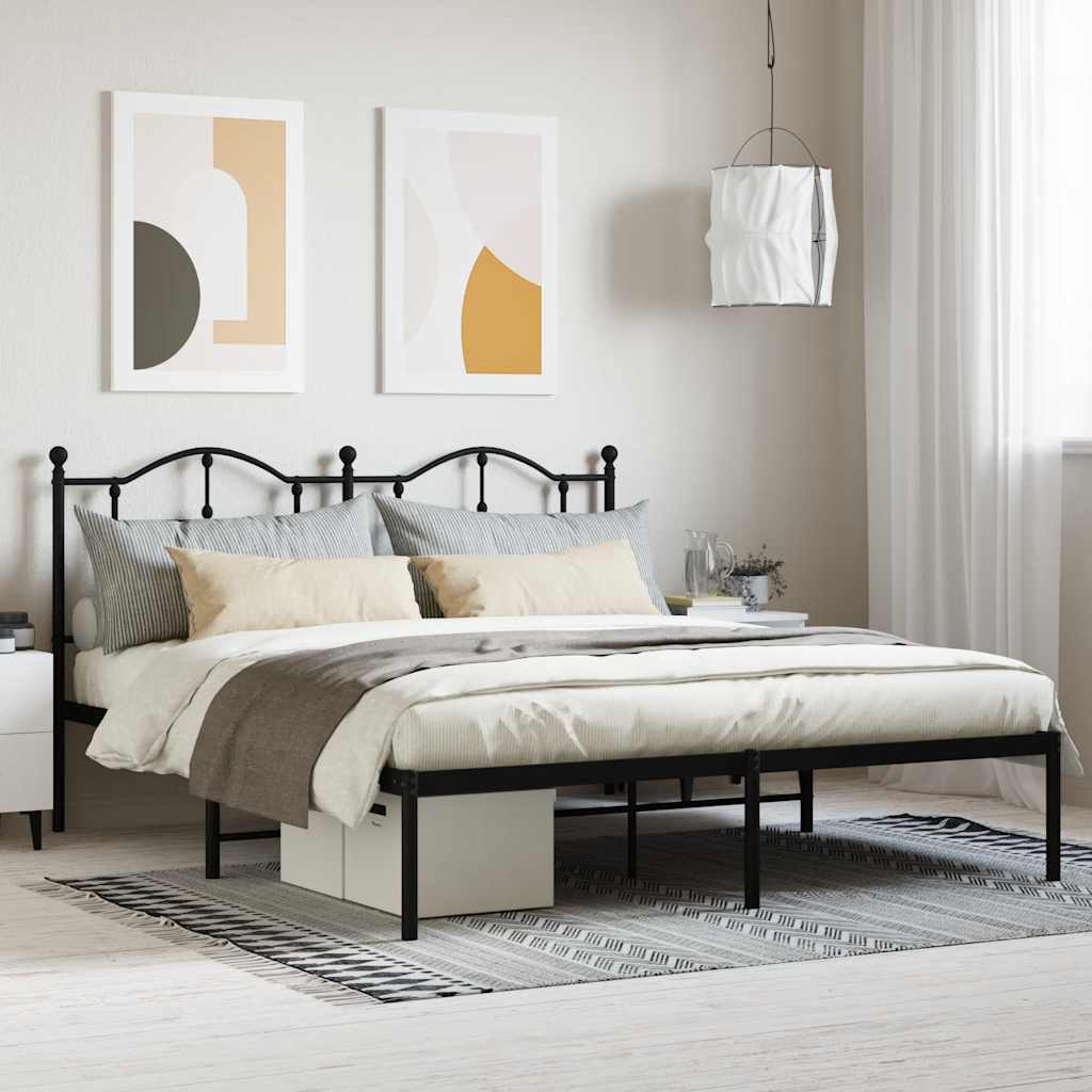 sengeramme med sengegavl 160x200 cm metal sort