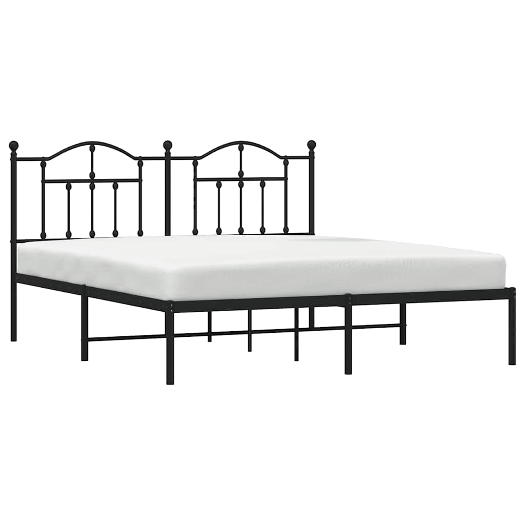 sengeramme med sengegavl 180x200 cm metal sort