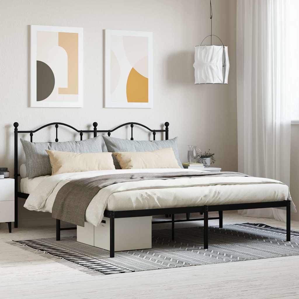 sengeramme med sengegavl 180x200 cm metal sort