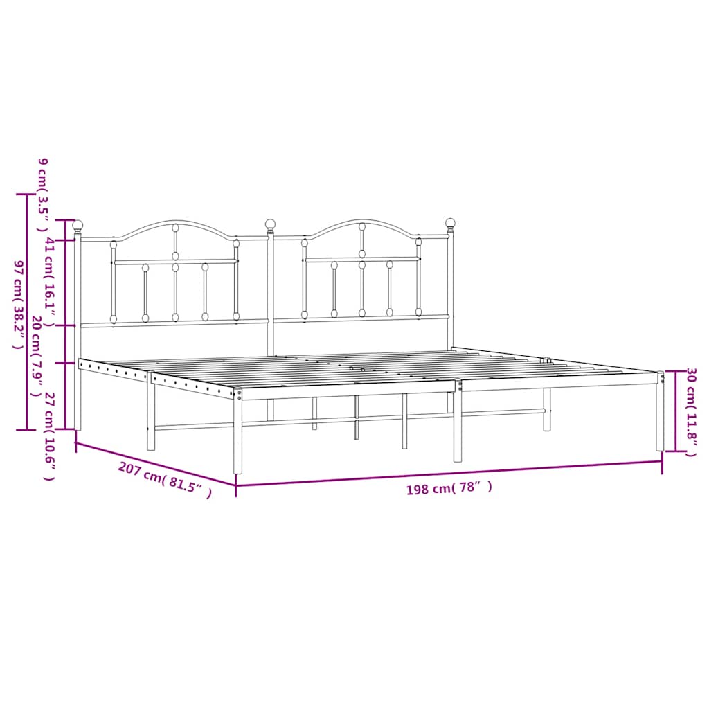 sengeramme med sengegavl 193x203 cm metal sort