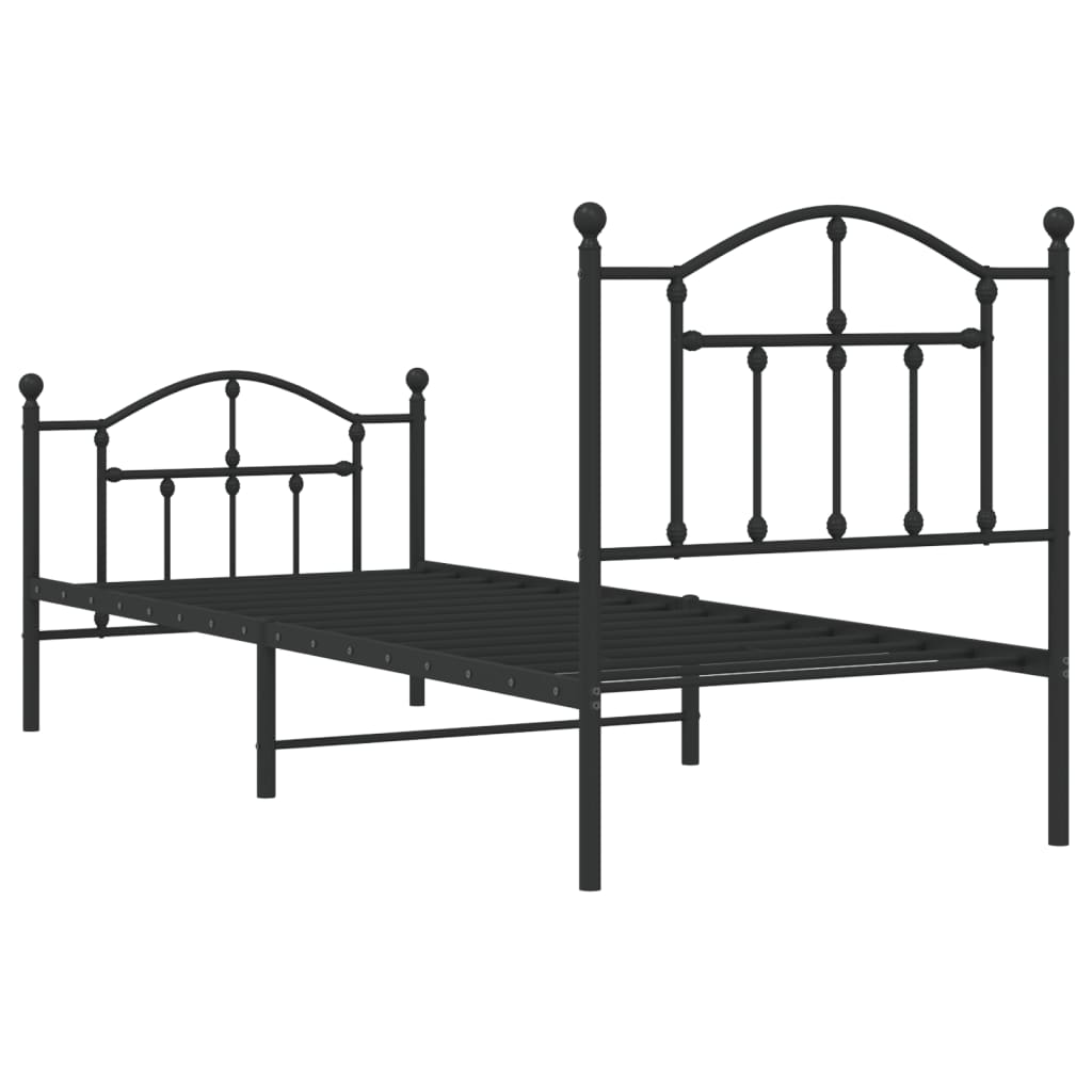 sengeramme med sengegavl og fodgærde 80x200 cm metal sort