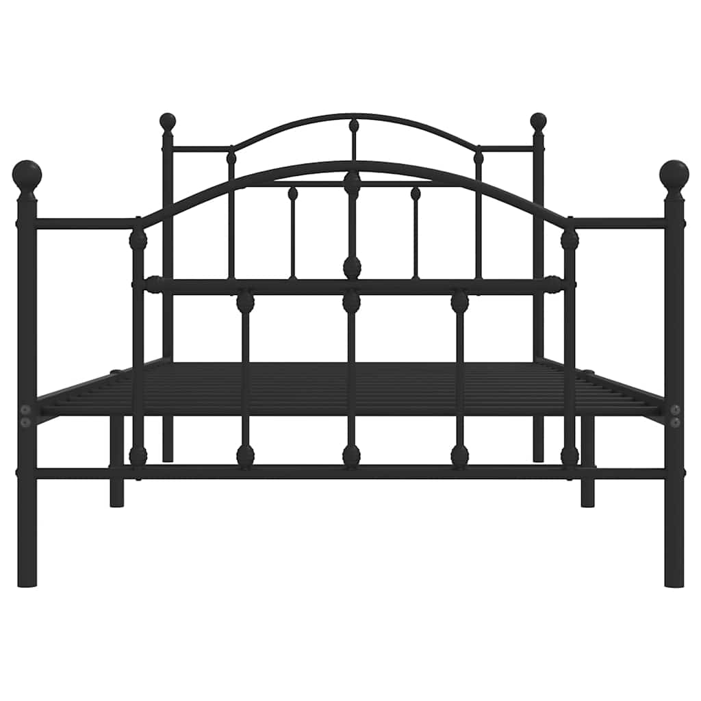sengeramme med sengegavl og fodgærde 100x190 cm metal sort