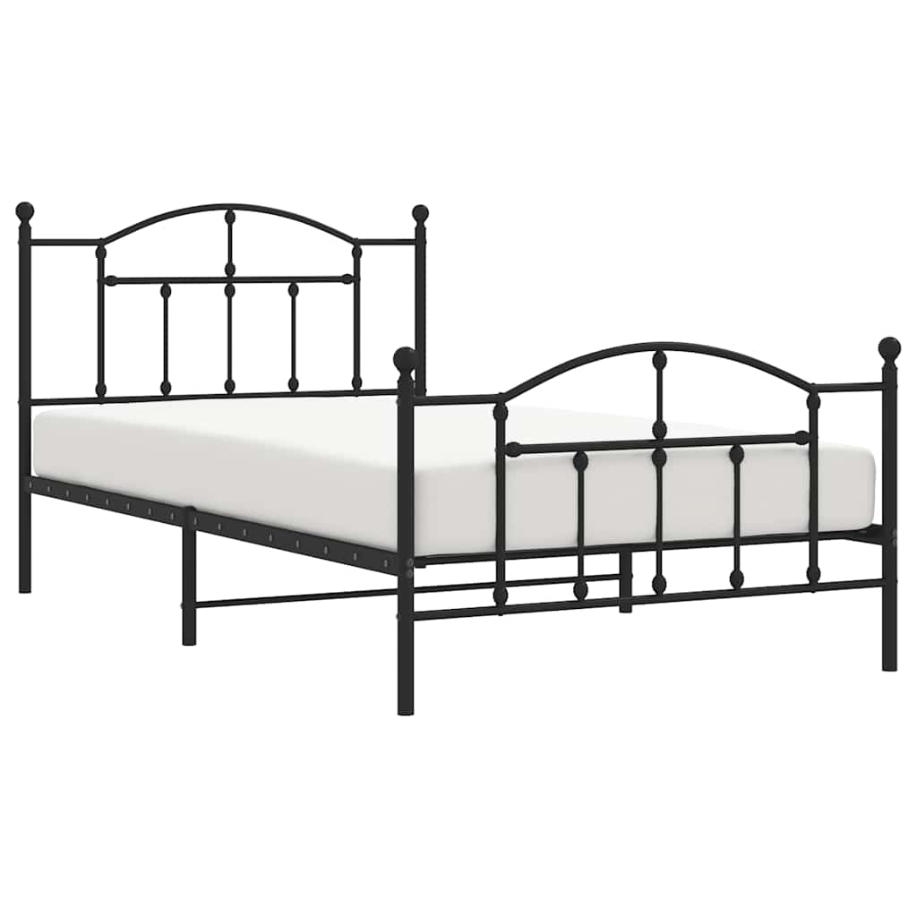 sengeramme med sengegavl og fodgærde 100x200 cm metal sort