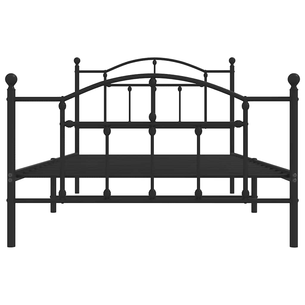 sengeramme med sengegavl og fodgærde 100x200 cm metal sort