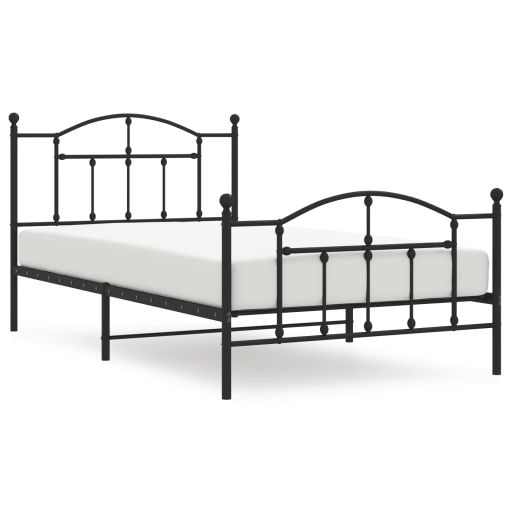 sengeramme med sengegavl og fodgærde 107x203 cm metal sort