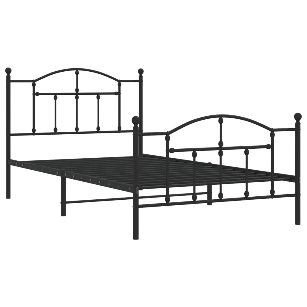 sengeramme med sengegavl og fodgærde 107x203 cm metal sort