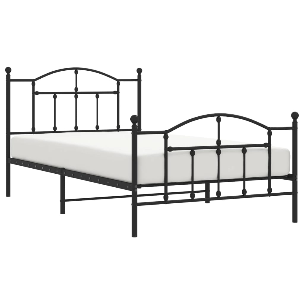 sengeramme med sengegavl og fodgærde 107x203 cm metal sort