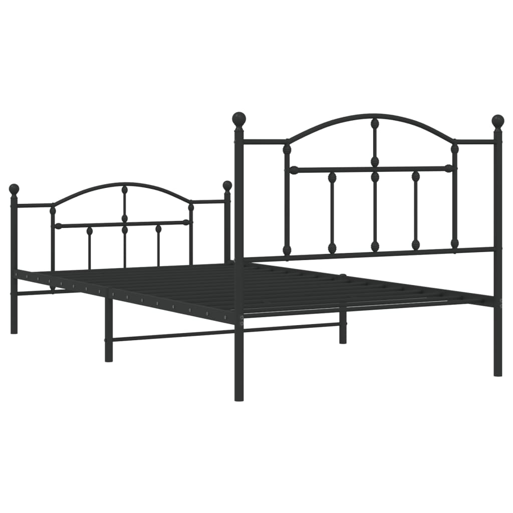 sengeramme med sengegavl og fodgærde 107x203 cm metal sort