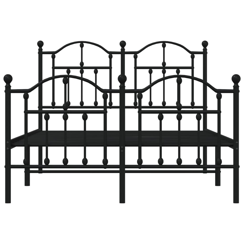 sengeramme med sengegavl og fodgærde 120x190 cm metal sort