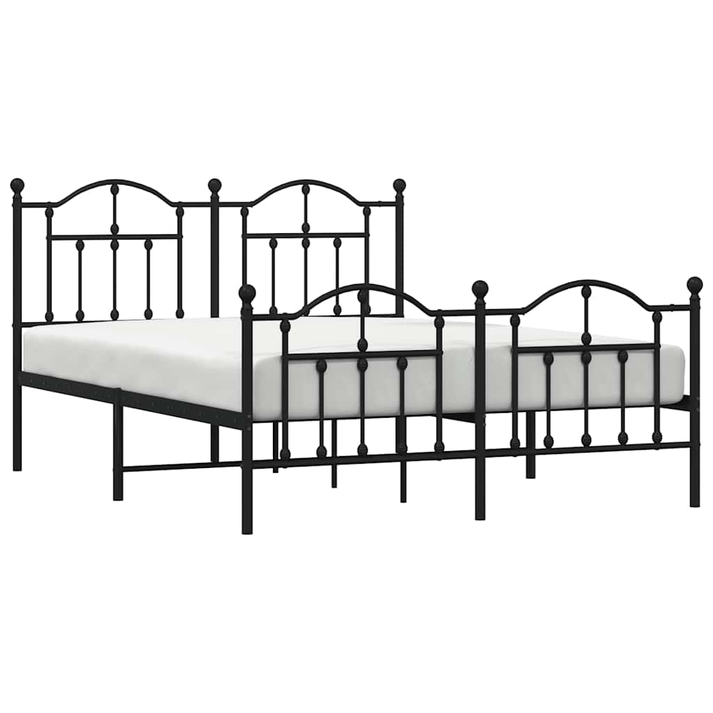 sengeramme med sengegavl og fodgærde 135x190 cm metal sort