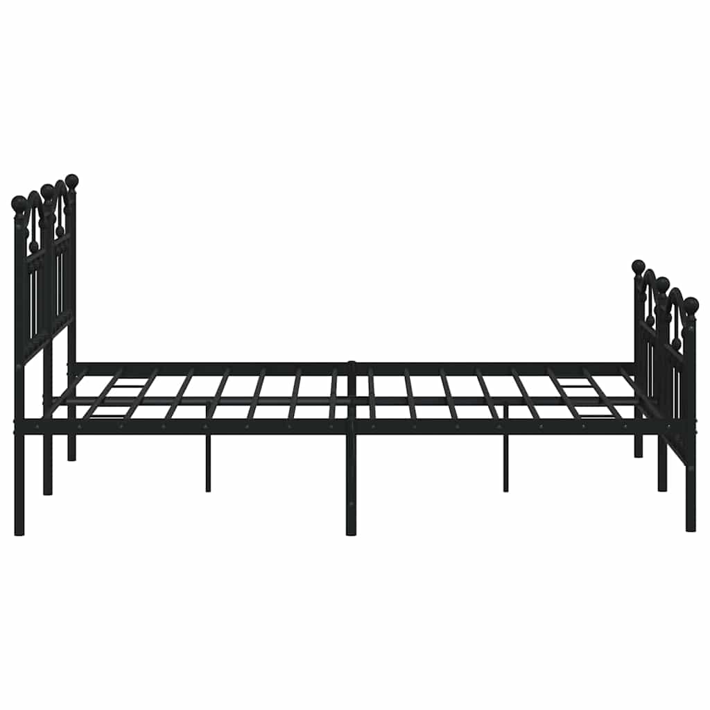sengeramme med sengegavl og fodgærde 135x190 cm metal sort
