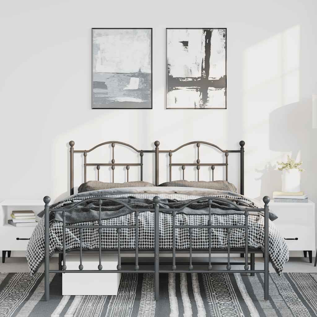 sengeramme med sengegavl og fodgærde 150x200 cm metal sort