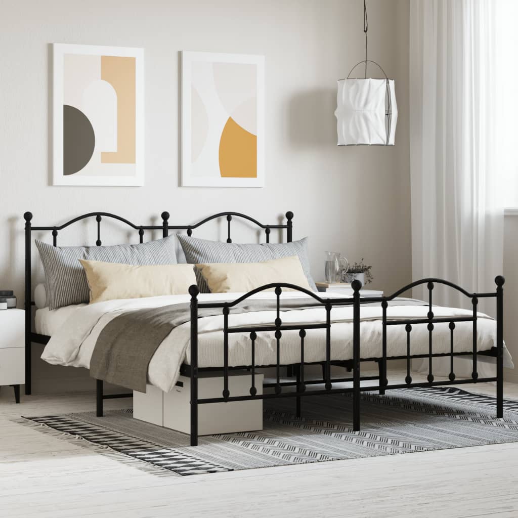 sengeramme uden madras med fodgærde 180x200 cm sort