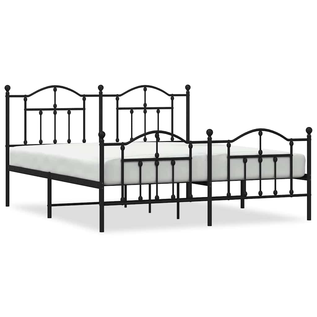 sengeramme med sengegavl og fodgærde 183x213 cm metal sort