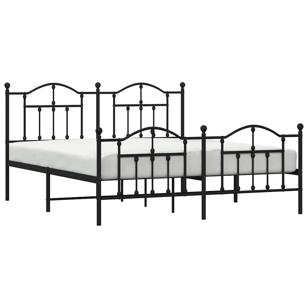 sengeramme med sengegavl og fodgærde 183x213 cm metal sort