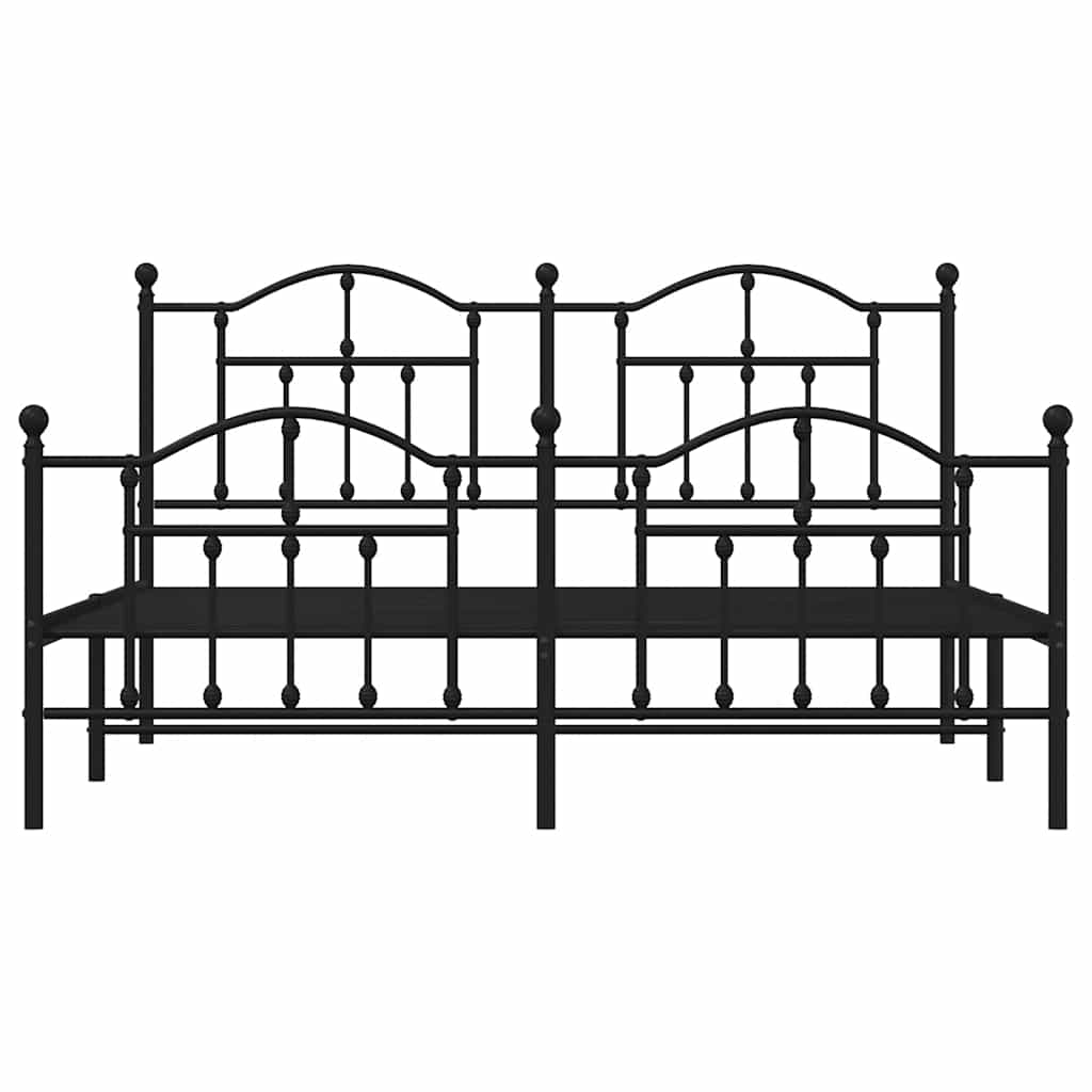 sengeramme med sengegavl og fodgærde 183x213 cm metal sort