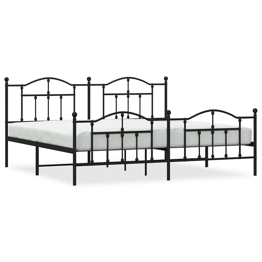 sengeramme med sengegavl og fodgærde 193x203 cm metal sort