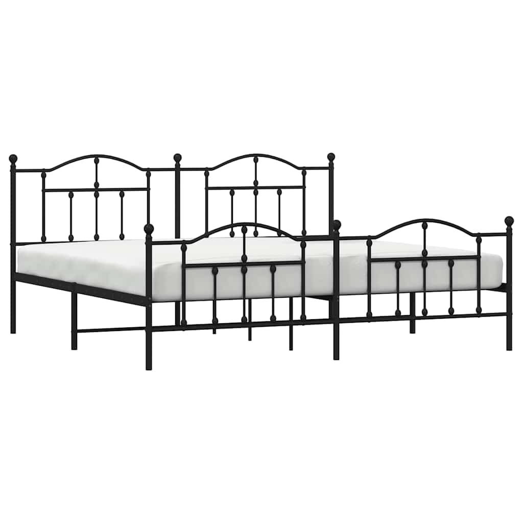sengeramme med sengegavl og fodgærde 193x203 cm metal sort