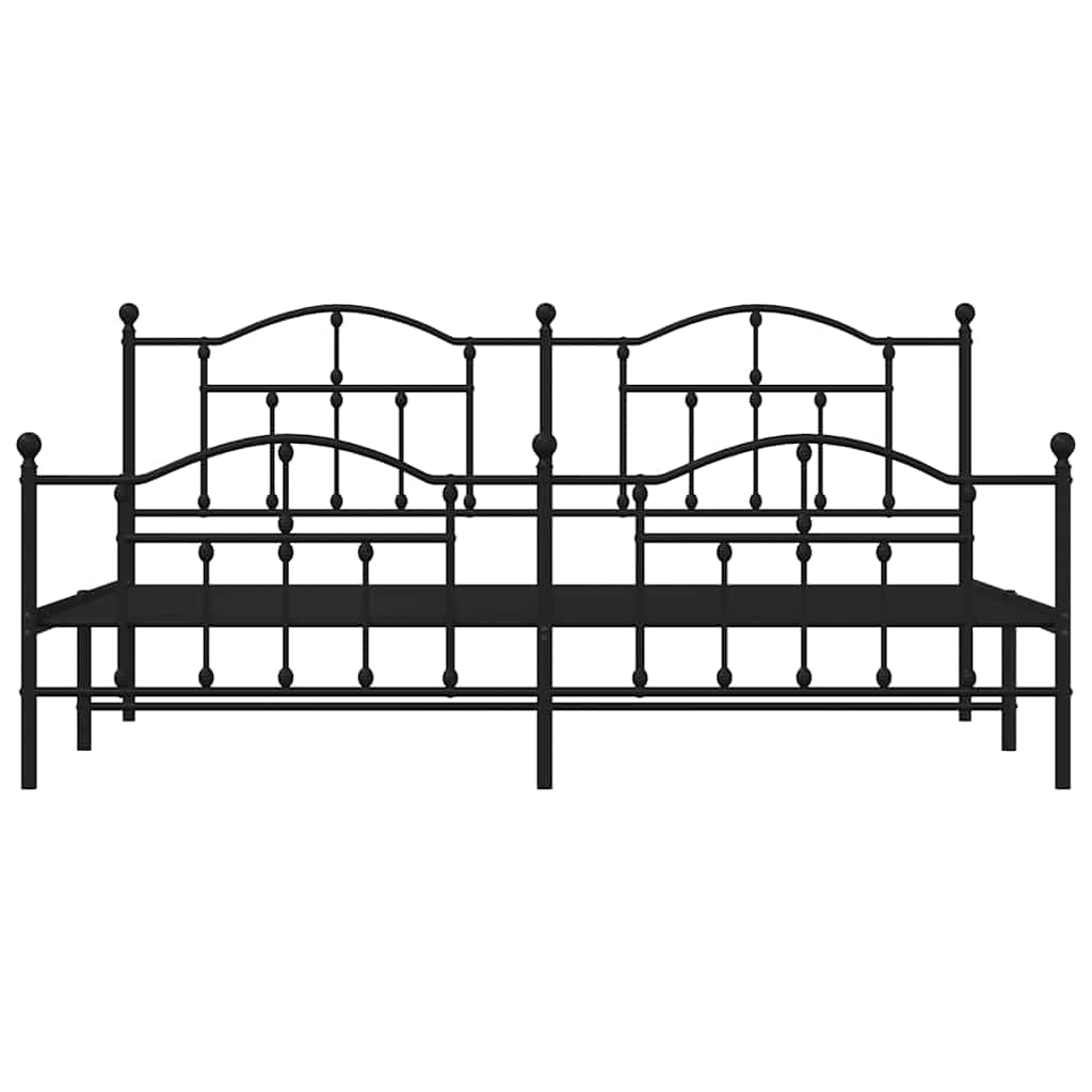 sengeramme med sengegavl og fodgærde 193x203 cm metal sort