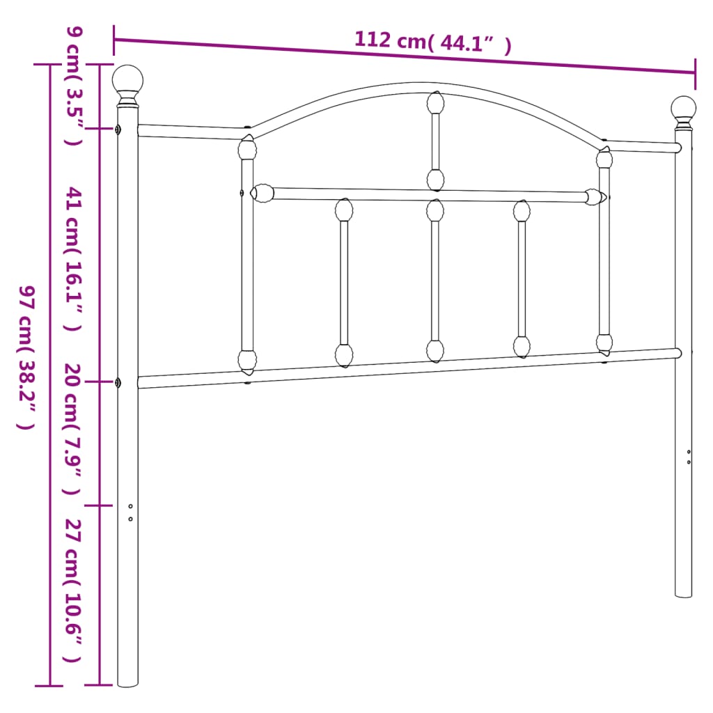 udskiftningsgavl 107 cm metal sort