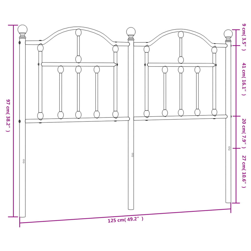 udskiftningsgavl 120 cm metal sort