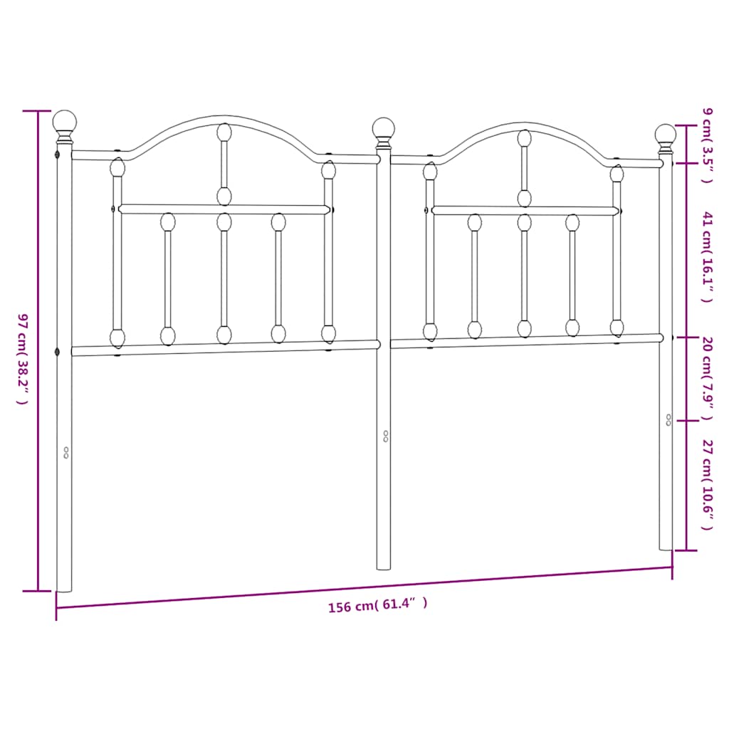 udskiftningsgavl 150 cm metal sort