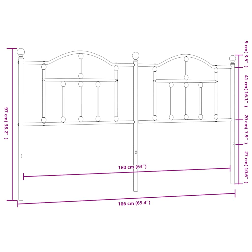 udskiftningsgavl 160 cm metal sort