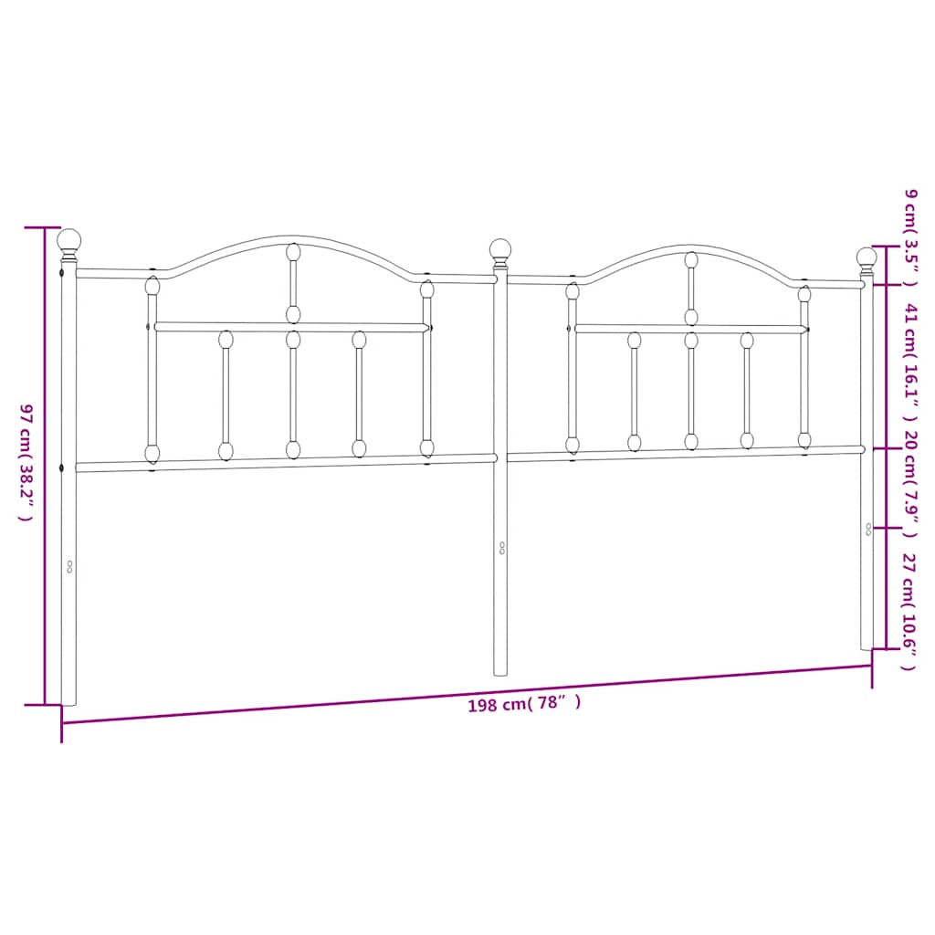 udskiftningsgavl 193 cm metal sort