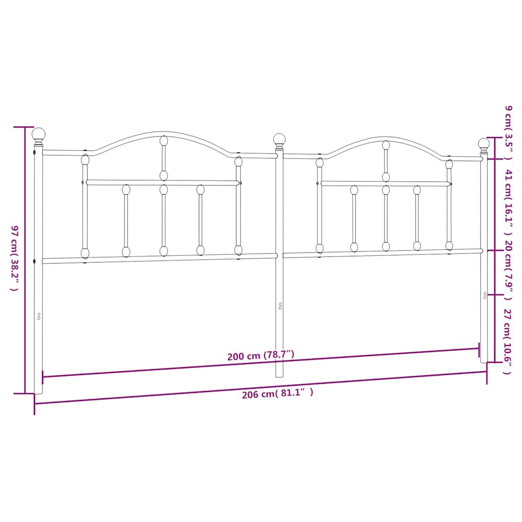 udskiftningsgavl 200 cm metal sort