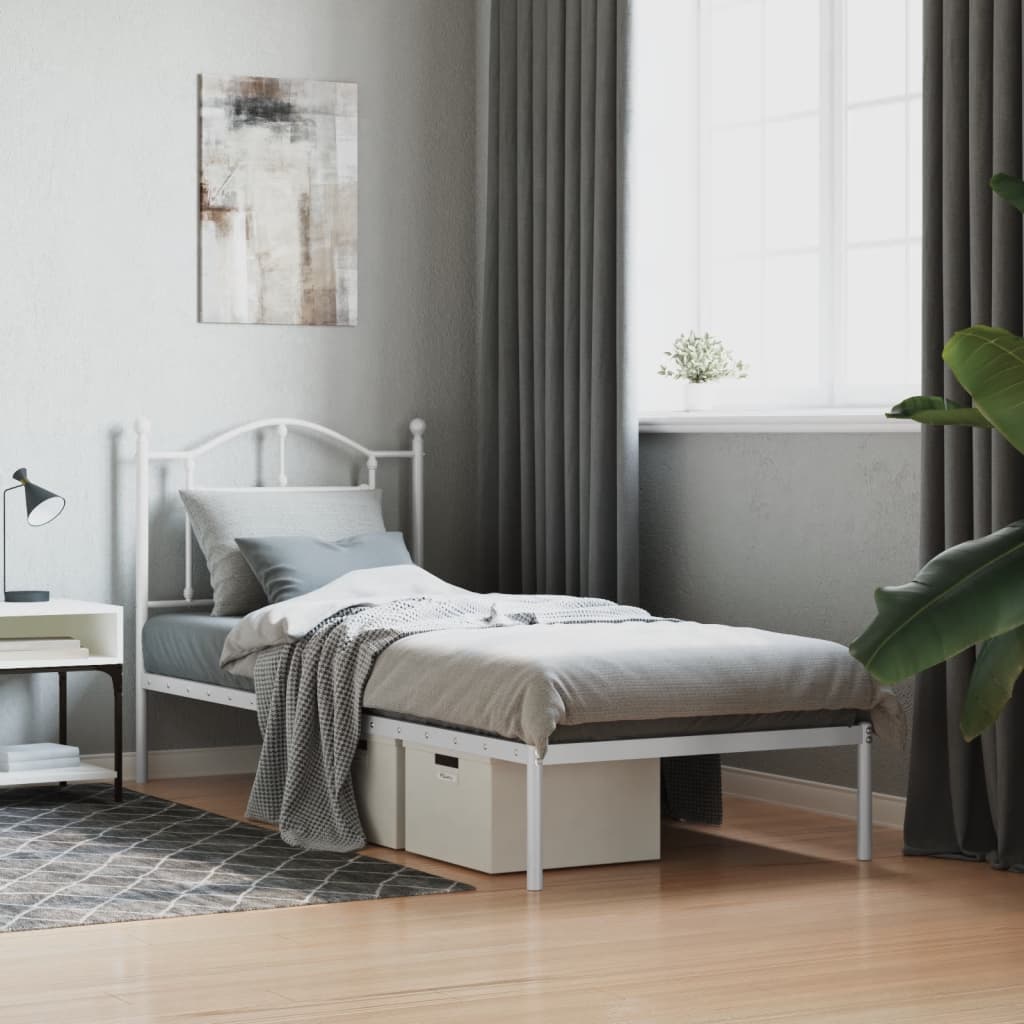 sengeramme med sengegavl 80x200 cm metal hvid