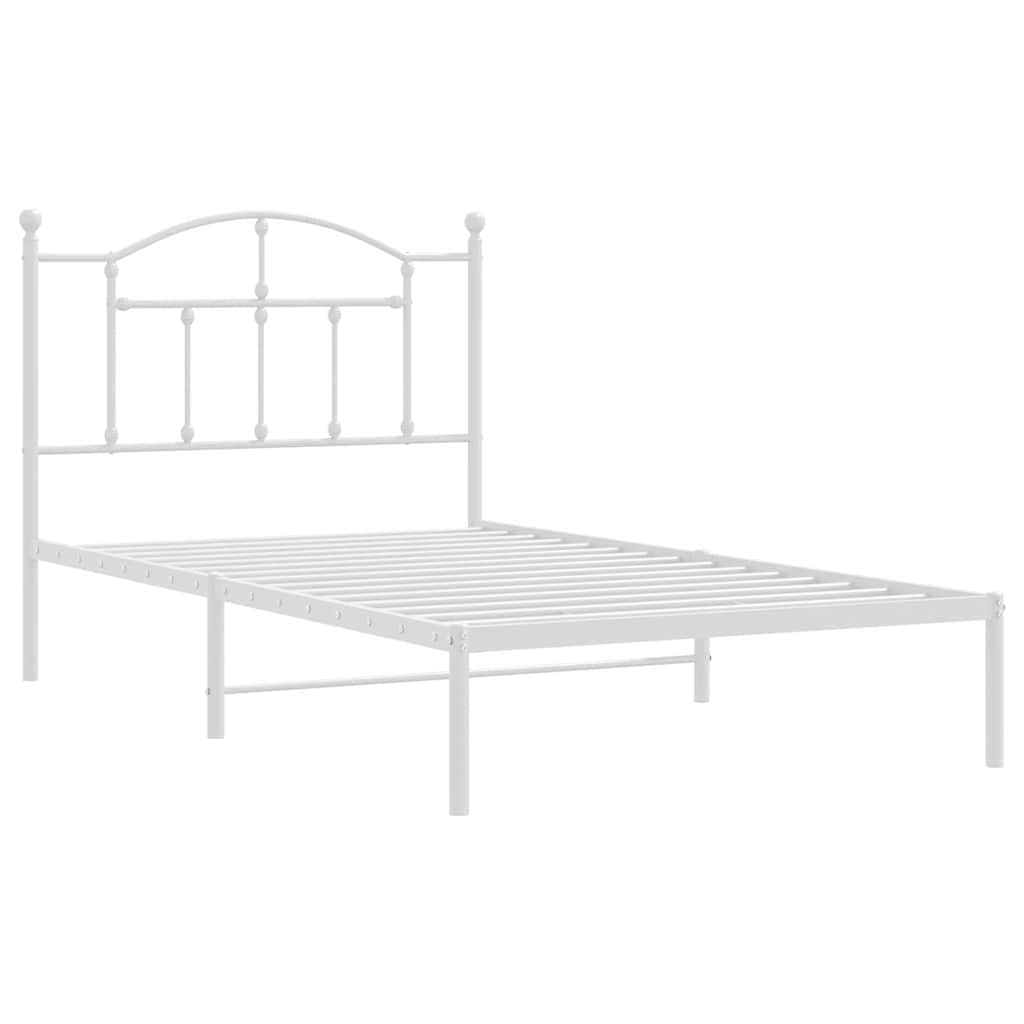 sengeramme med sengegavl 100x190 cm metal hvid