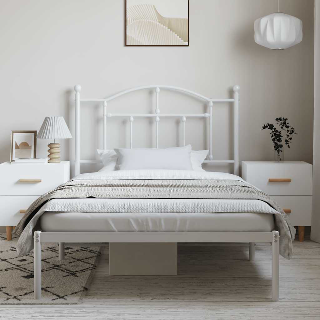 sengeramme med sengegavl 100x190 cm metal hvid