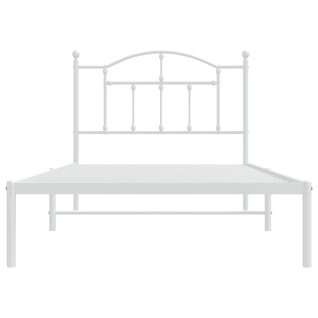 sengeramme med sengegavl 100x190 cm metal hvid