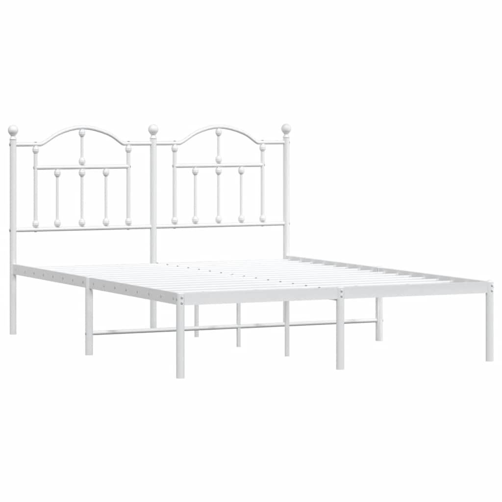 sengeramme med sengegavl 135x190 cm metal hvid