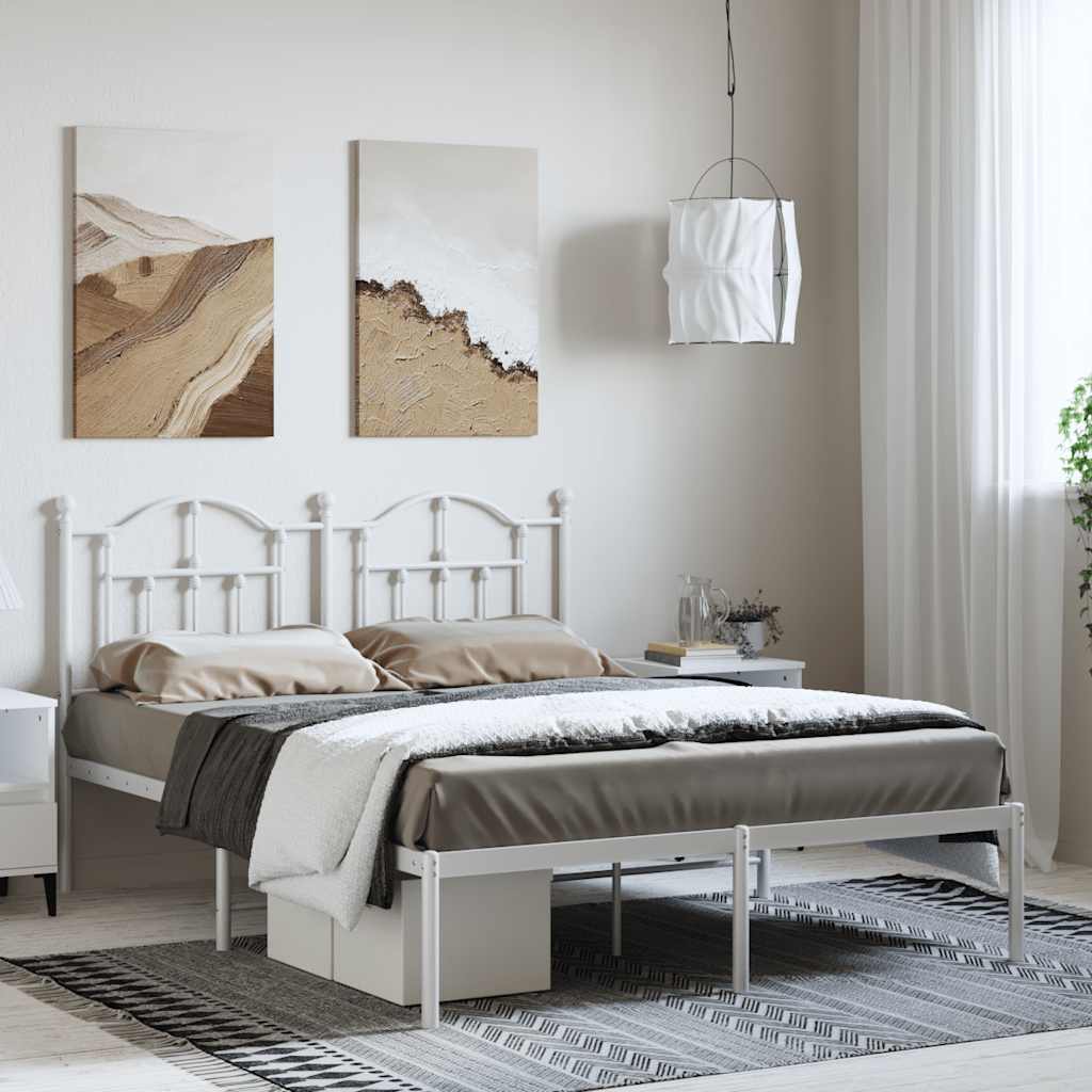 sengeramme med sengegavl 135x190 cm metal hvid