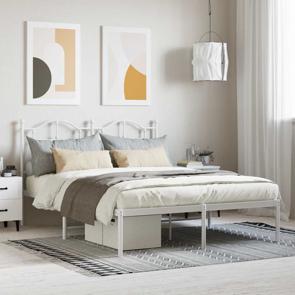 sengeramme med sengegavl 140x190 cm metal hvid