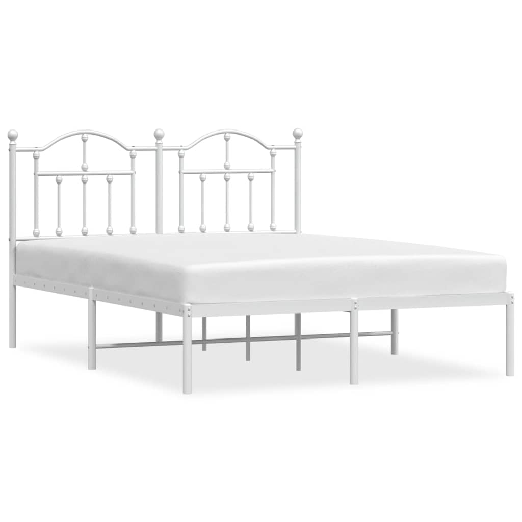 sengeramme med sengegavl 140x200 cm metal hvid