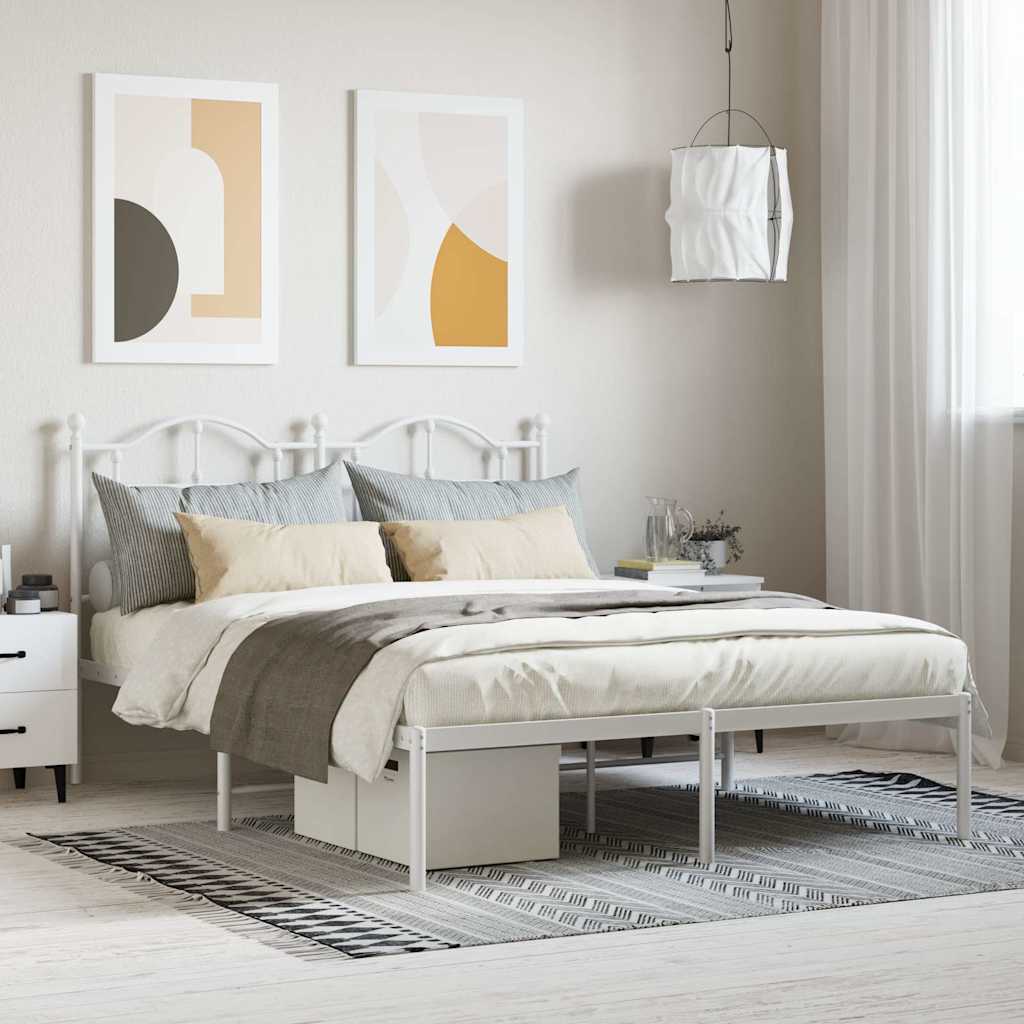 sengeramme med sengegavl 140x200 cm metal hvid
