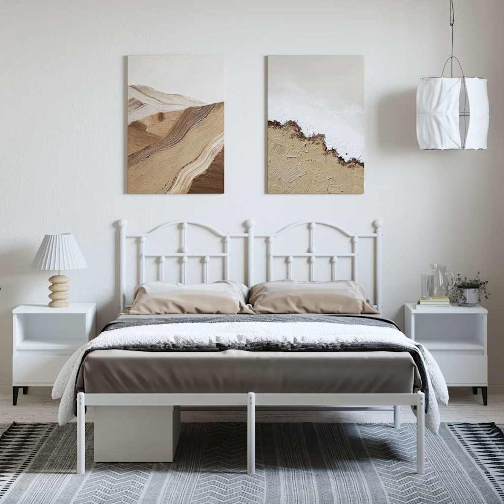 sengeramme med sengegavl 150x200 cm metal hvid